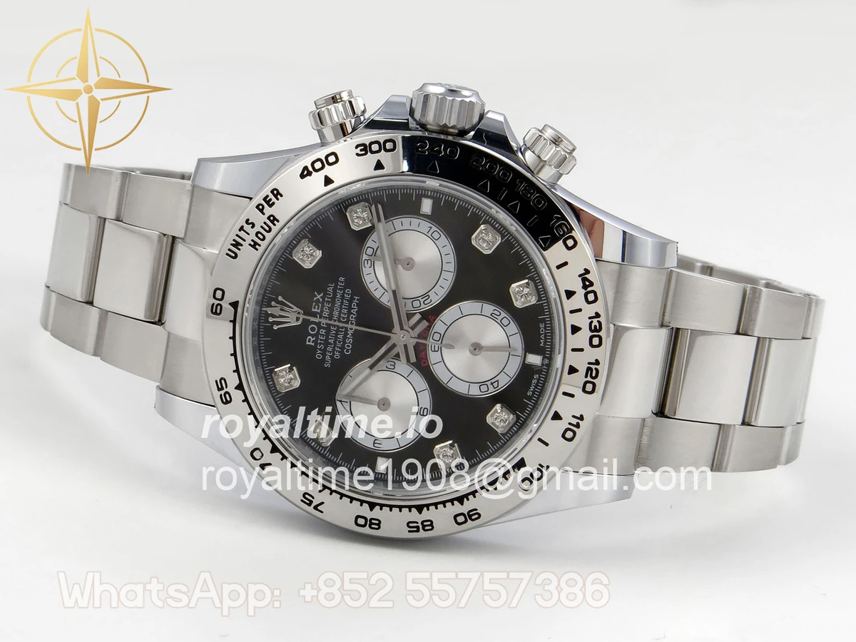 Rolex Daytona 126509 BTF Black/Silver Diamonds Dial on SS Braclet DD4131 (Weighted) 220g - Image 8