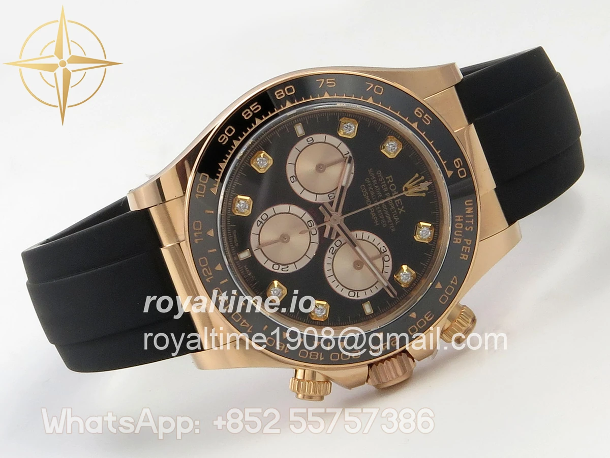 Rolex Daytona 126515 ARF Black/RG Diamonds Dial on Oysterflex Strap DD4131 V2 (Weighted) - Image 8