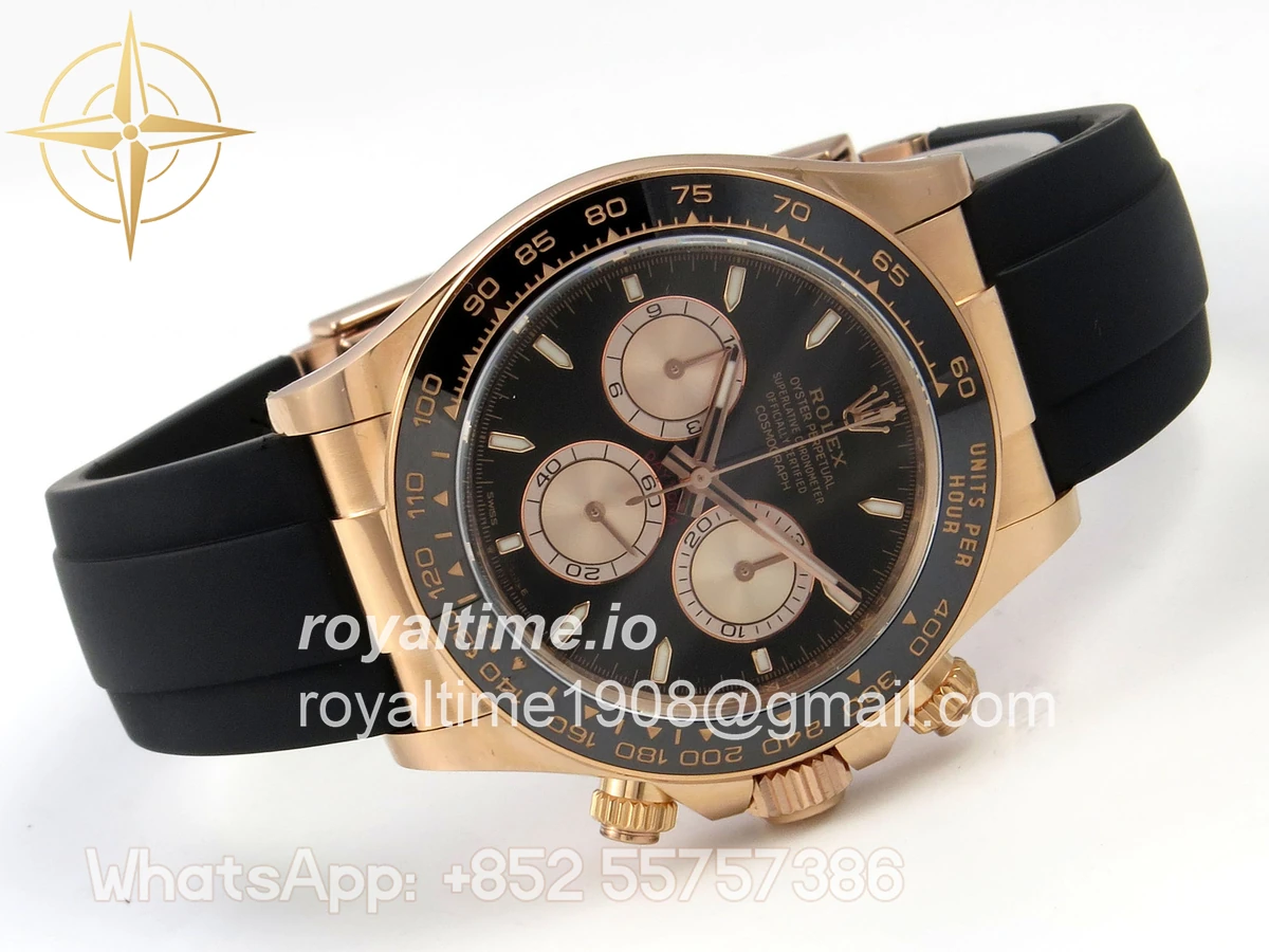 Rolex Daytona 126515 ARF Black/RG Stick Dial on Oysterflex Strap DD4131 V2 (Weighted) - Image 8