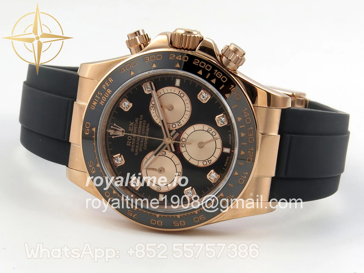 Rolex Daytona 126515 QF Black/RG Diamonds Dial on Oysterflex Strap JH4131 V18 (Free Sprung) Weighted 157g - Image 8