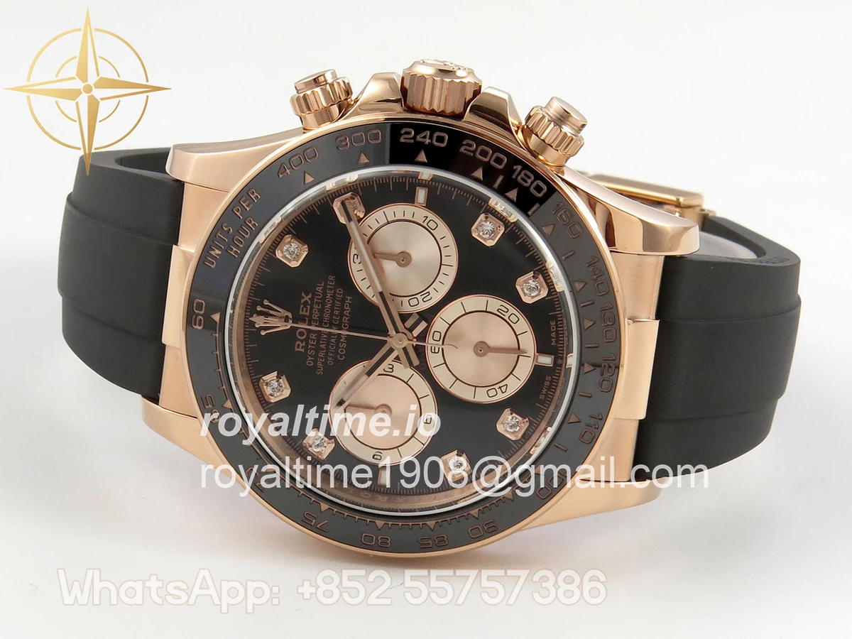 Rolex Daytona 126515 TMF Black/RG Diamonds Dial on Oysterflex Strap DD4131(162g) - Image 8
