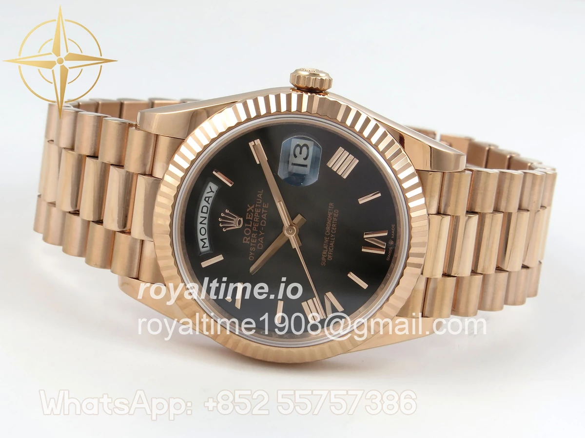 Rolex Day Date 40 RG TMF Brown Ombre Roman Dial on President Bracelet VR3255 (220g) - Image 8