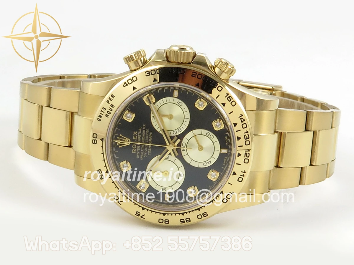 Rolex Daytona 126508 AVF Black/YG Diamonds Dial on YG Bracelet DD4131 (Mod) - Image 8