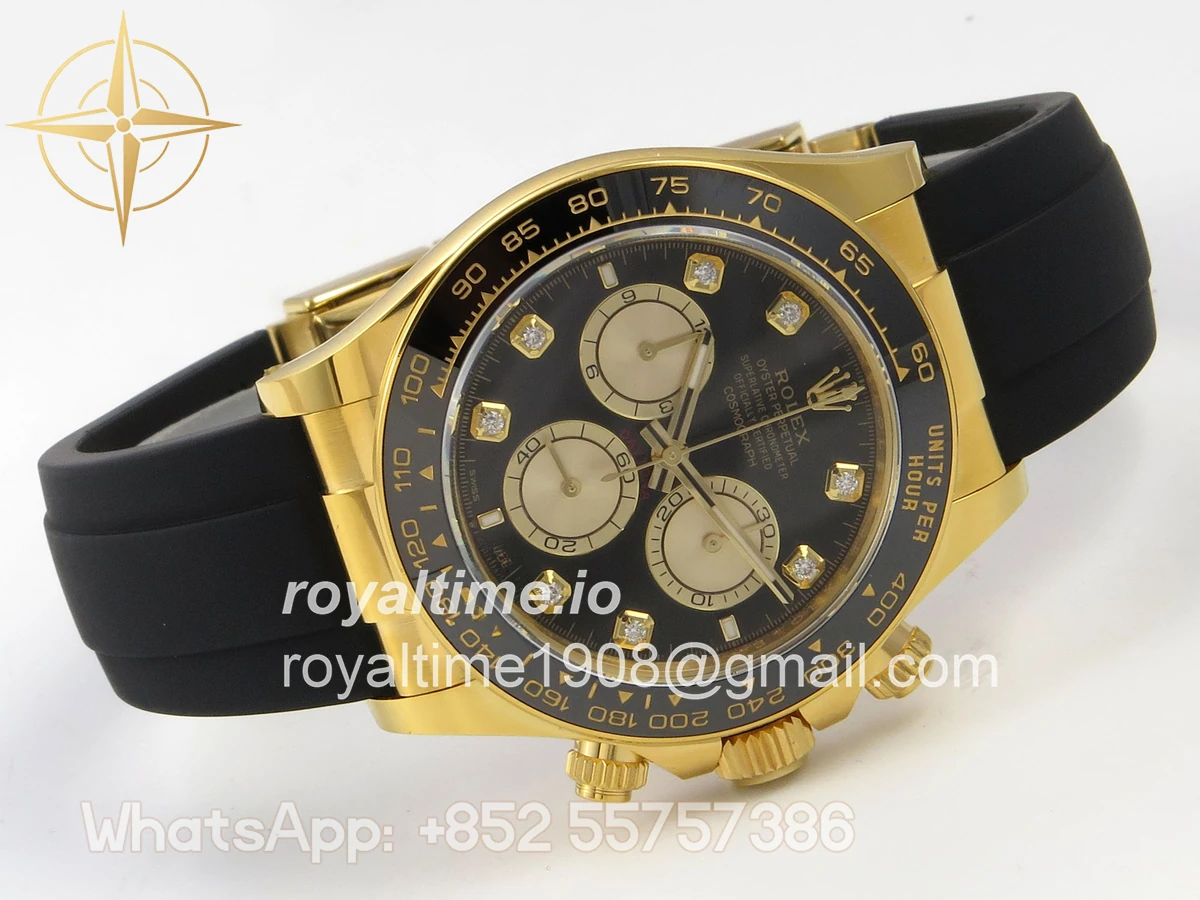 Rolex Daytona 126518 ARF Black/YG Diamonds Dial on Oysterflex Strap DD4131 V2 (Weighted) - Image 8
