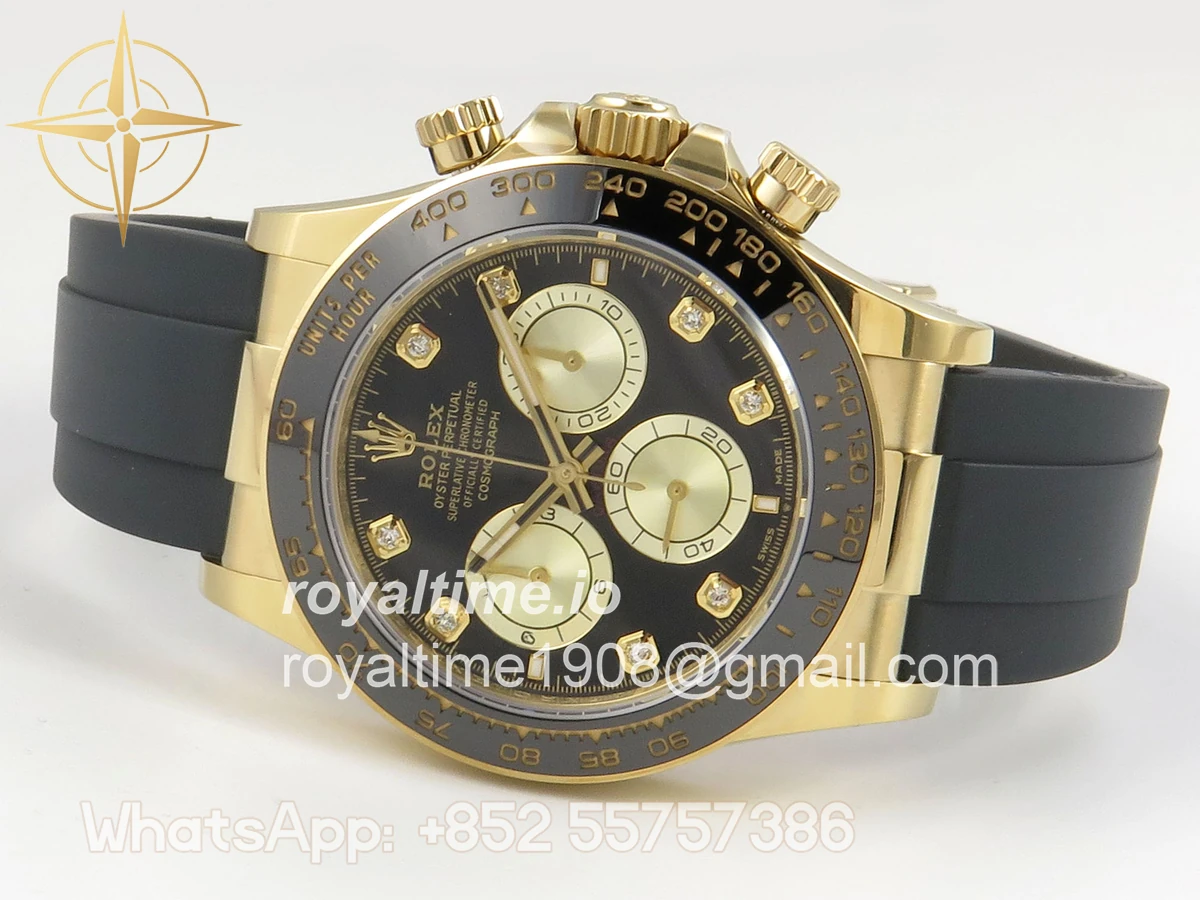Rolex Daytona 126518 AVF Black/YG Diamonds Dial on Oysterflex Strap DD4131 (Mod) - Image 8