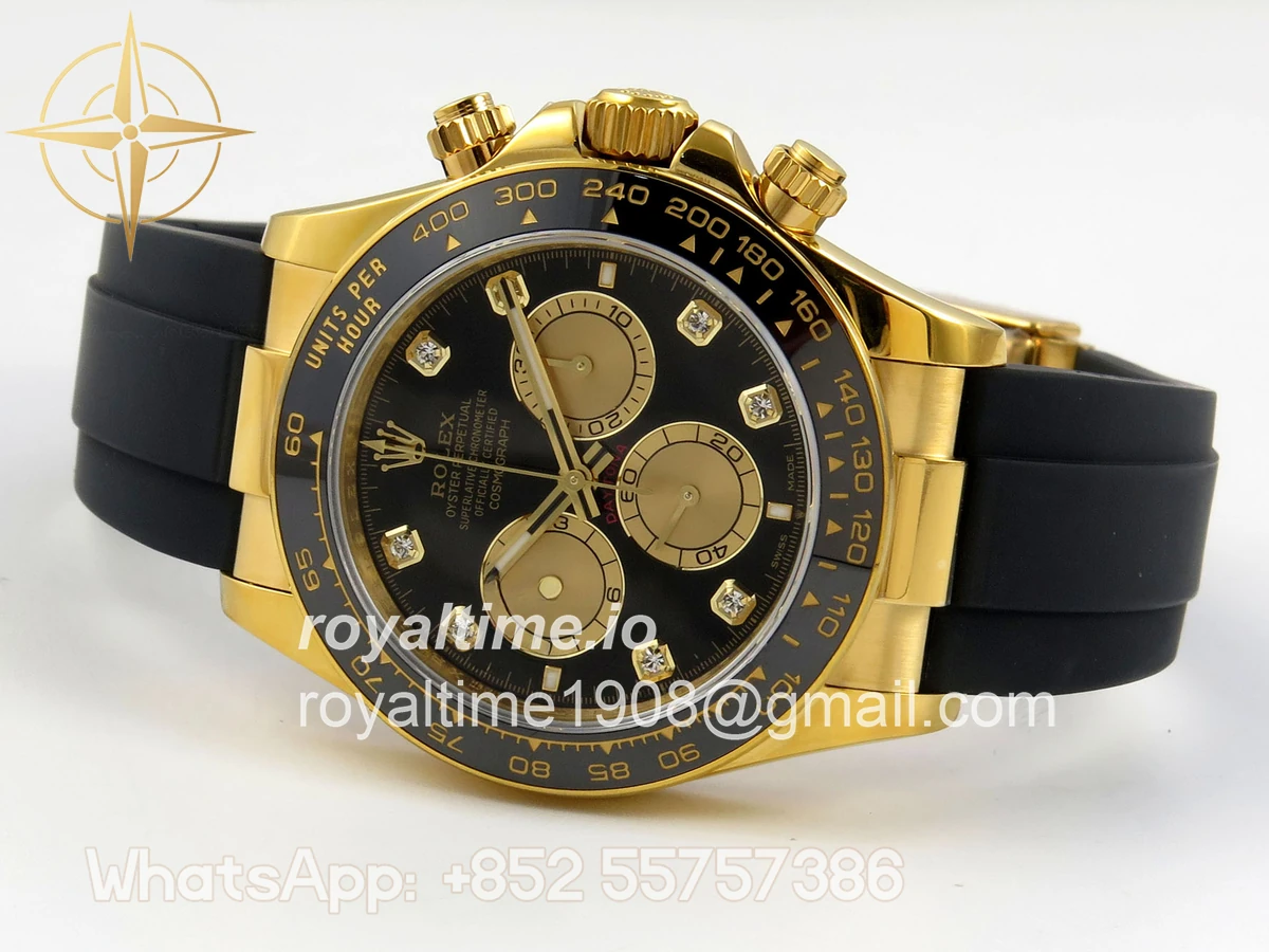 Rolex Daytona 126518 QF Black/YG Diamonds Dial on Oysterflex Strap JH4131 V18 (Free Sprung) Weighted 157g - Image 8