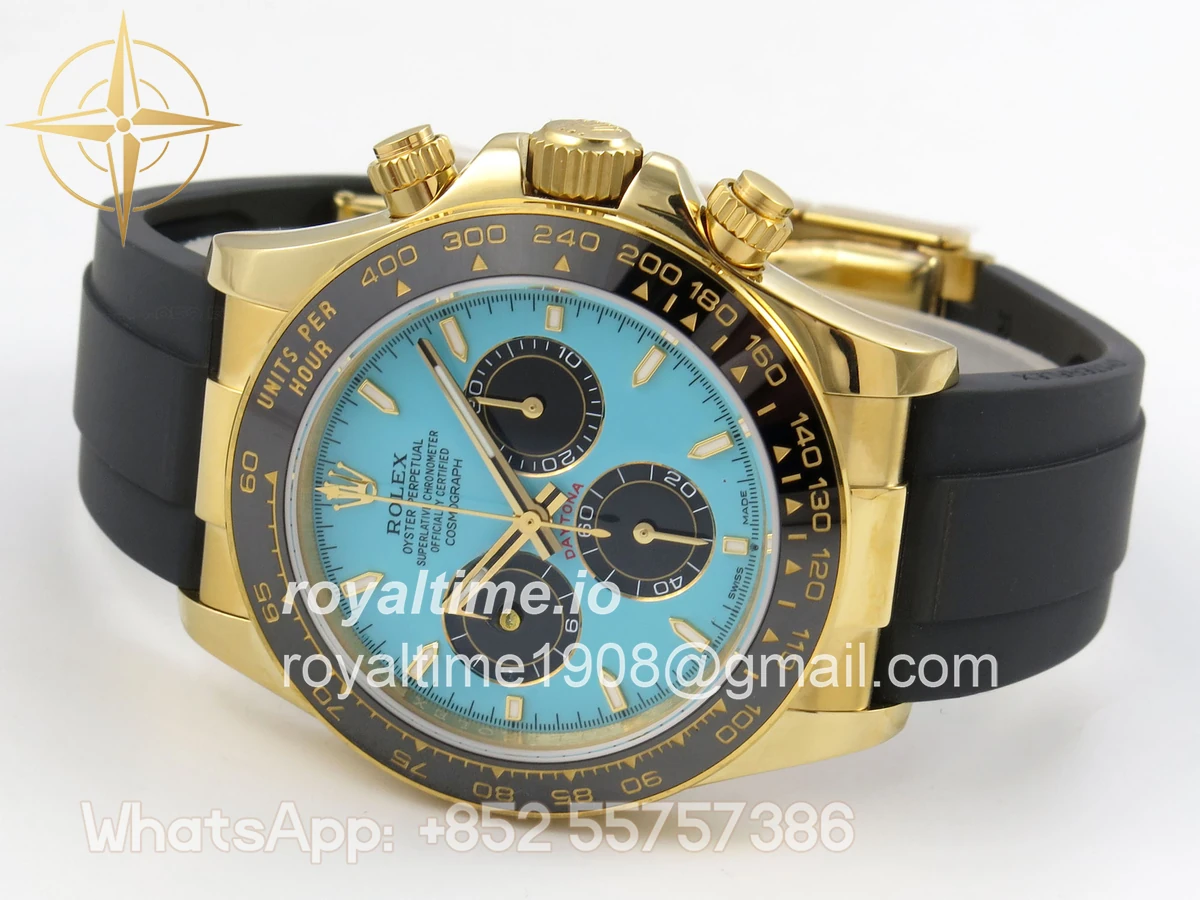 Rolex Daytona 126518 YG 3CF Tiffany Turquoise Blue Dial on Oysterflex Strap DD4131 (Gain Weight) - Image 8