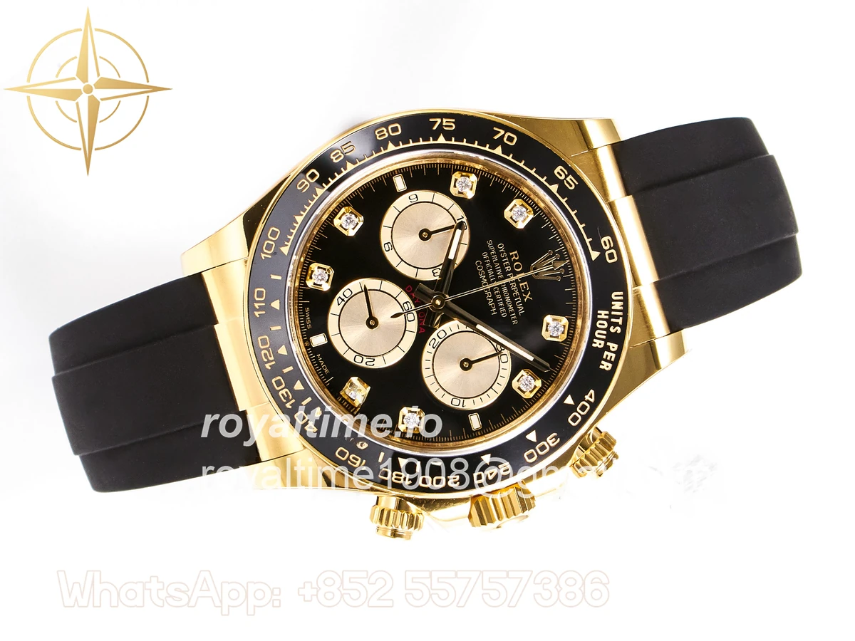 rolex Daytona 126518 YG ARF Black/YG Diamonds Dial on Oysterflex Strap DD4131 V2 (Weighted) - Image 8