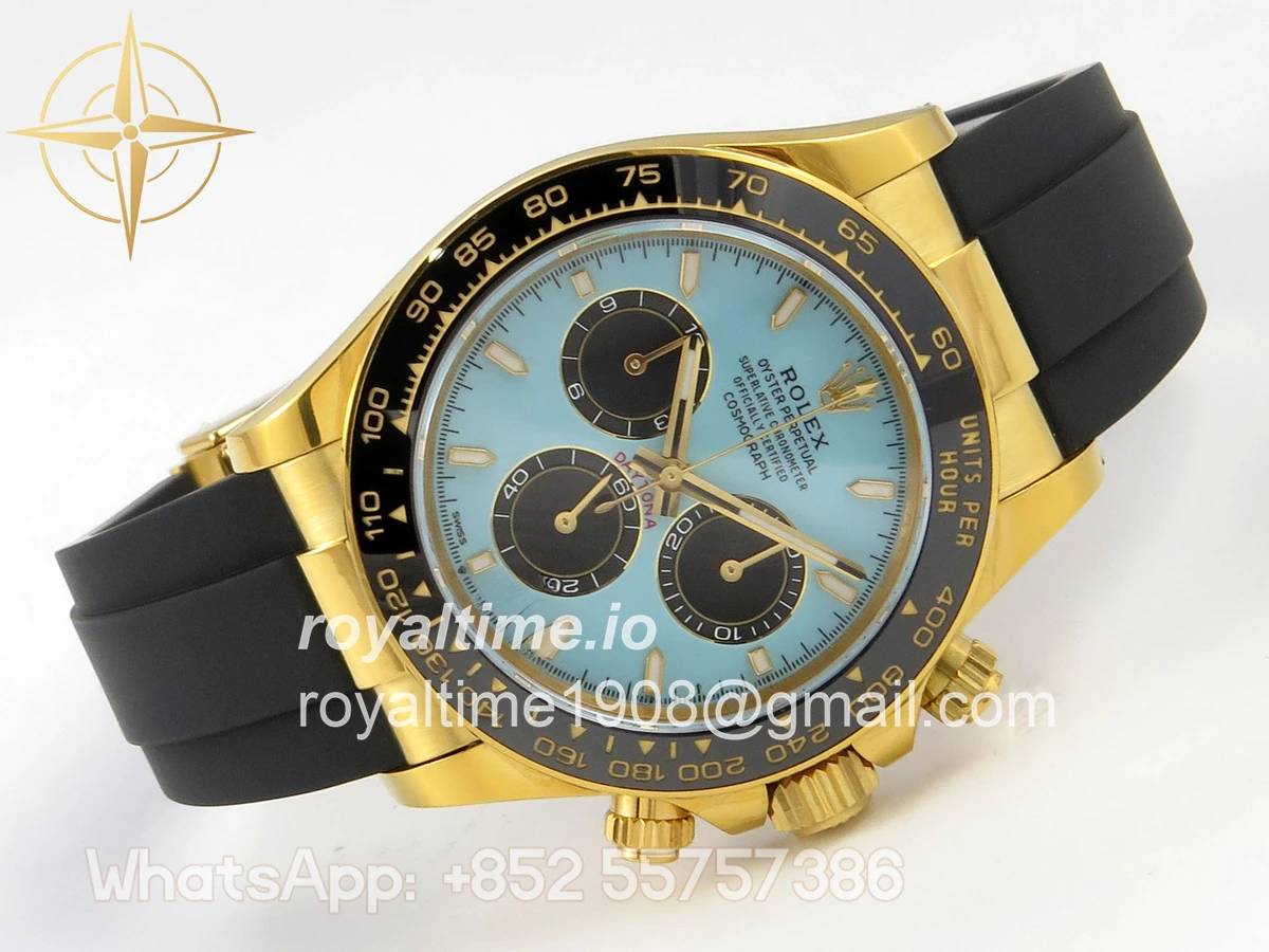 Rolex Daytona 126518 YG Clean Plus Tiffany Blue Dial on Black Rubber Strap DD4131 - Image 8