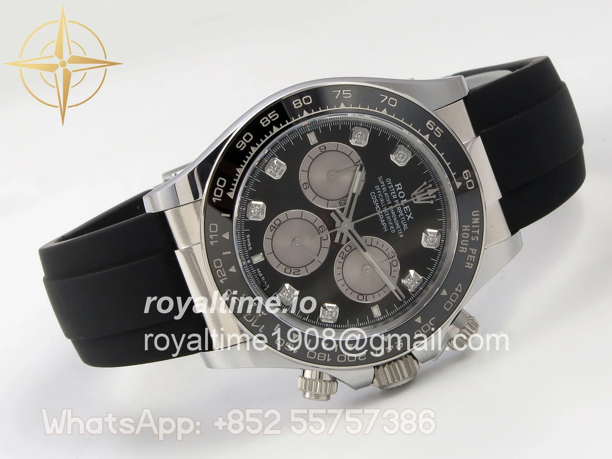 Rolex Daytona 126519 ARF Black/Silver Diamonds Dial on Oysterflex Strap DD4131 V2 (Weighted) - Image 8