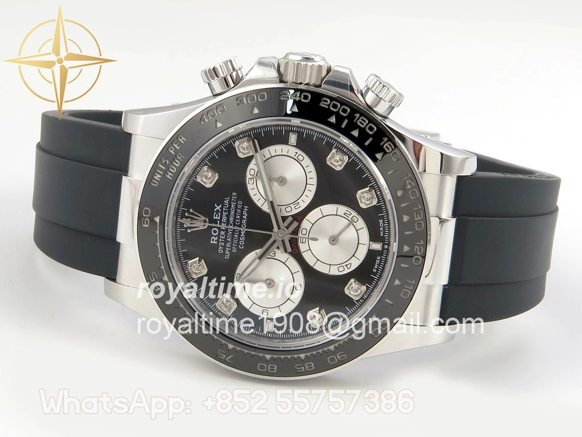 Rolex Daytona 126519 AVF Black/Silver Diamonds Dial on Oysterflex Strap DD4131 (Mod) - Image 8