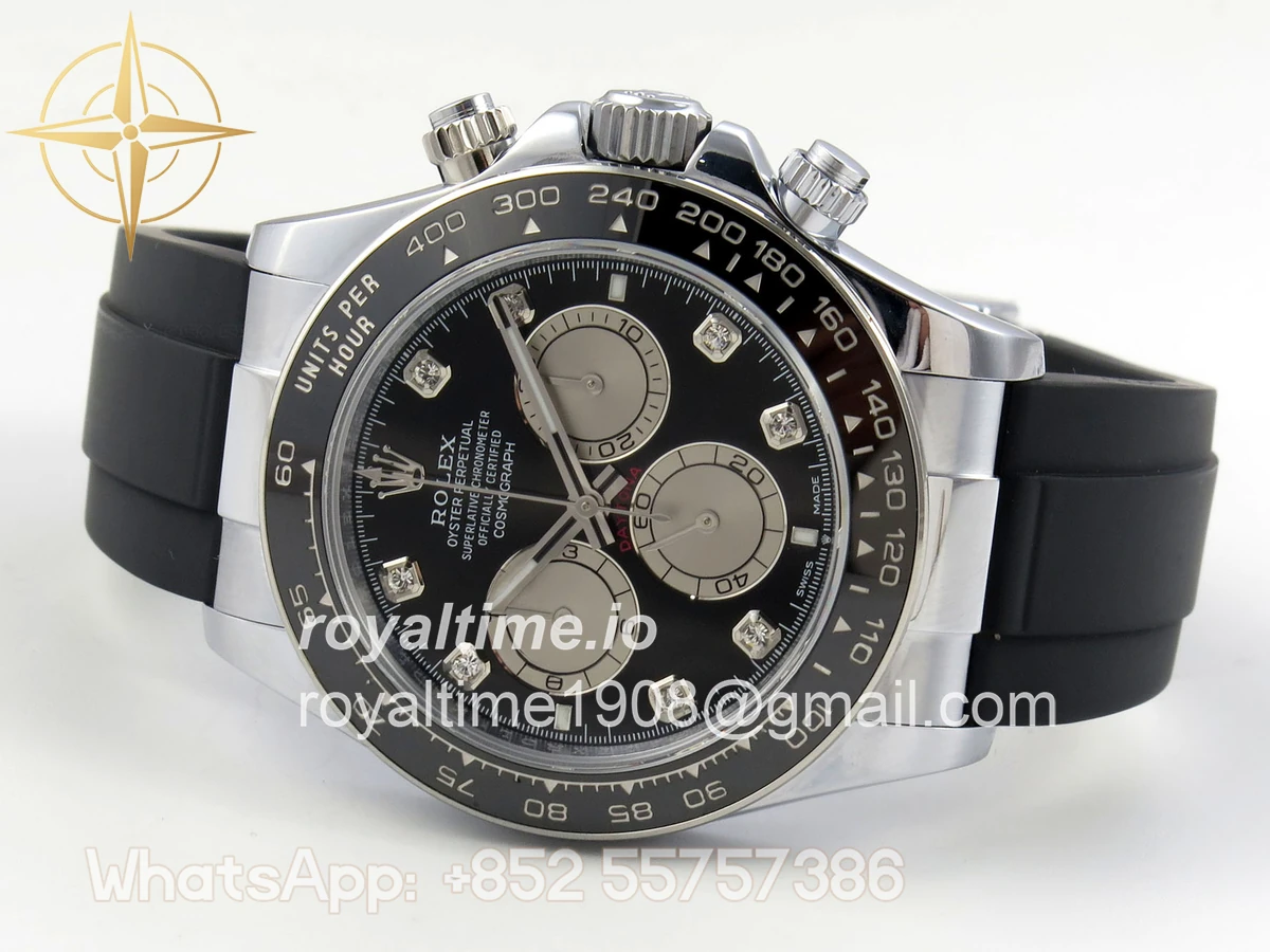 Rolex Daytona 126519 QF Black/Silver Diamonds Dial on Oysterflex Strap JH4131 V18 (Free Sprung) Weighted 157g - Image 8