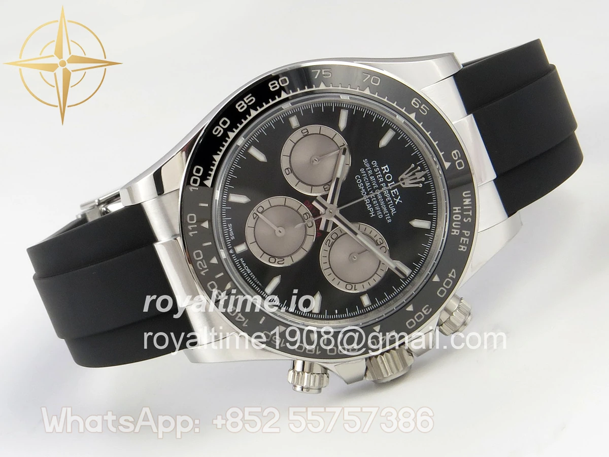 Rolex Daytona 126519 SS Clean Plus Black/Gray Dial on Black Rubber Strap DD4131 - Image 8