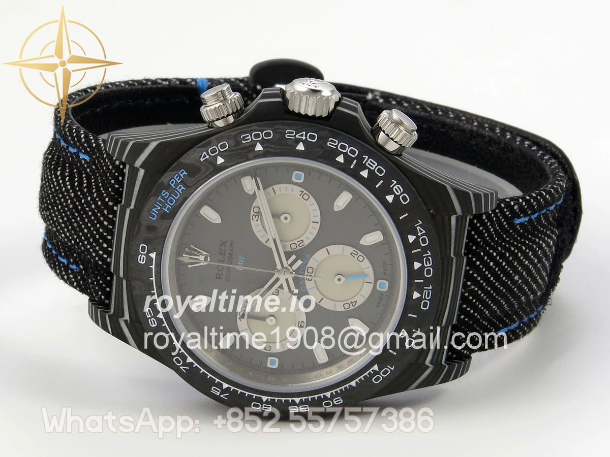 Rolex Daytona DIW Black Carbon Case DIWF Edition Gray/White Dial on Black Nylon Strap DD4801 - Image 8