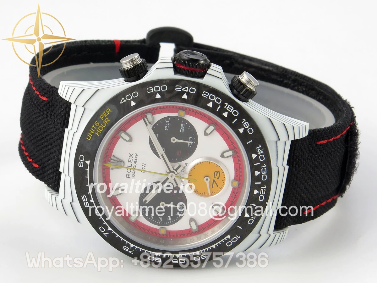 Rolex Daytona DIW Ferrari White Carbon DIWF White/Red Dial on Black Nylon Strap DD4801 - Image 8