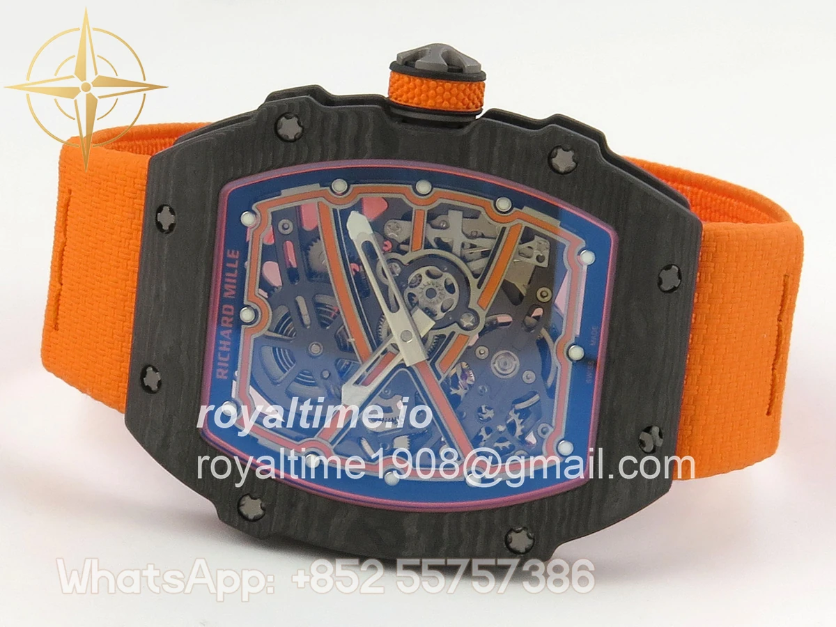 Richard Mille AVF RM67-02 McLaren Black NTPT Spain Skeleton Dial on Orange Elastic strap CRMA7 - Image 8