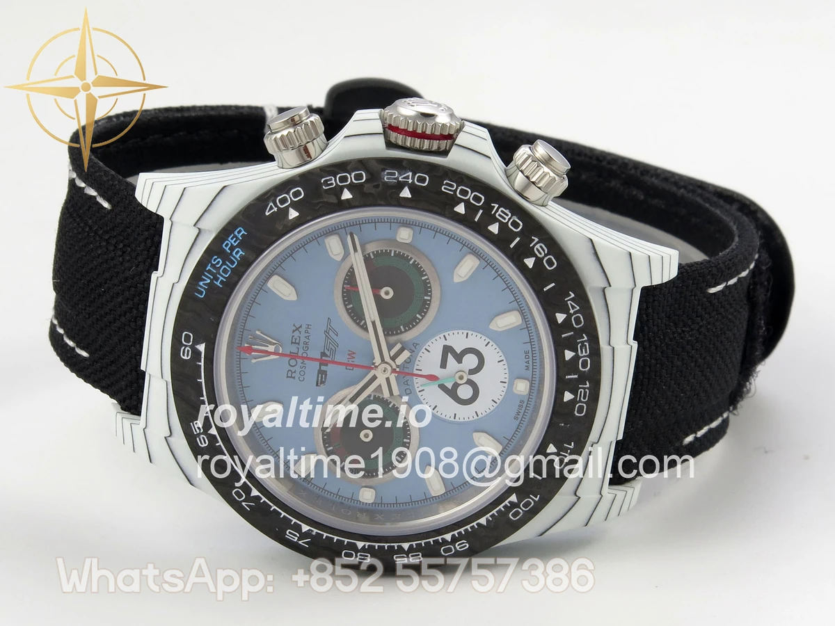 Rolex Daytona DIW Porsche 911 s/t White Carbon DIWF Blue Dial on Black Nylon Strap DD4801 - Image 8