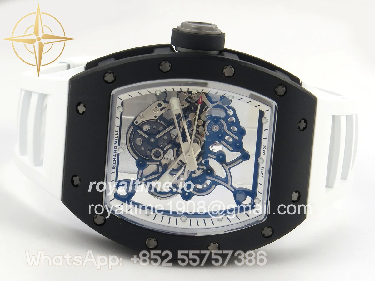 Richard Mille RM055 Black Ceramic APSF on White Inner Bezel on White Rubber Strap RMUL2 - Image 8