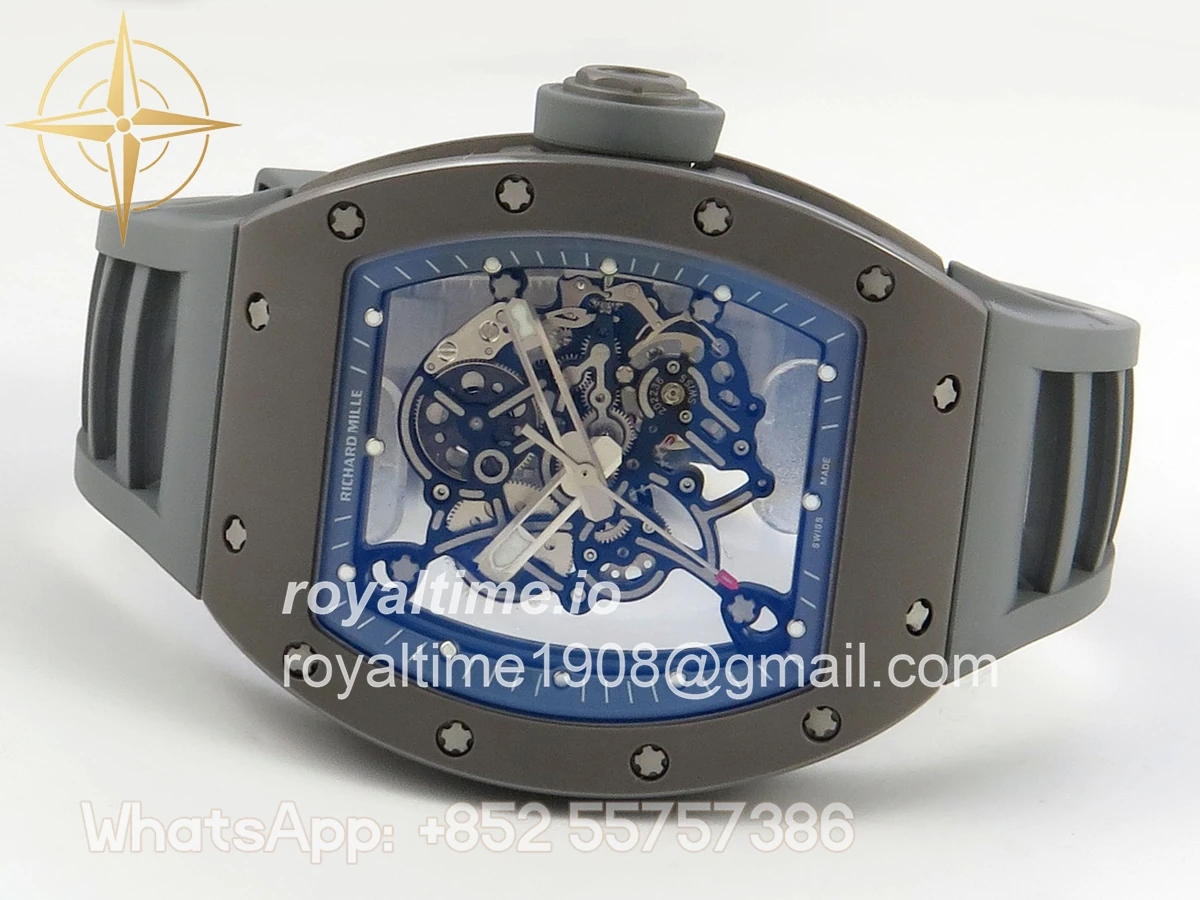 Richard Mille RM055 Gray Ceramic MLF on Gray Rubber Strap RMUL2 V2 (Brushed Ribs) - Image 8