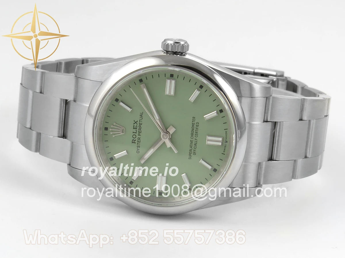 Rolex Oyster Perpetual 36mm 126000 QF 904L Steel Pistachio Green Dial on SS Bracelet A23J - Image 8