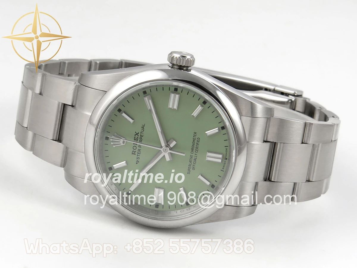 Rolex Oyster Perpetual 36mm 126000 QF 904L Steel Pistachio Green Dial on SS Bracelet A2824 - Image 8