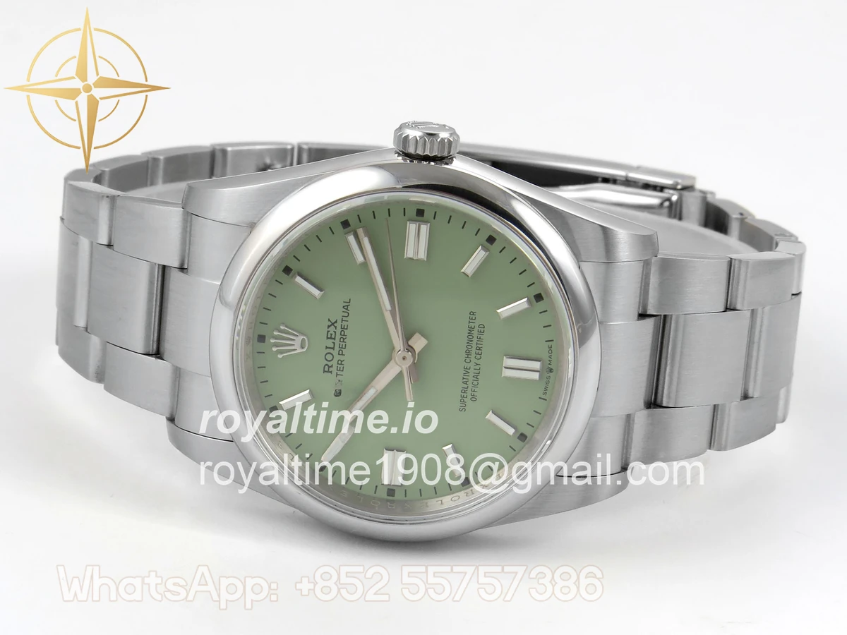 Rolex Oyster Perpetual 36mm 126000 QF 904L Steel Pistachio Green Dial on SS Bracelet VR3230 - Image 8
