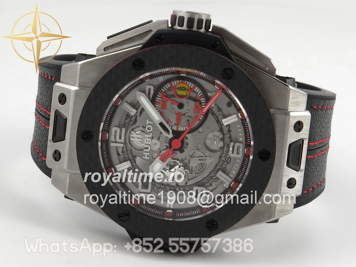 Hublot Big Bang Ferrari Titanium HBBF Carbon Fiber Bezel on Black Leather Strap A1241 - Image 8