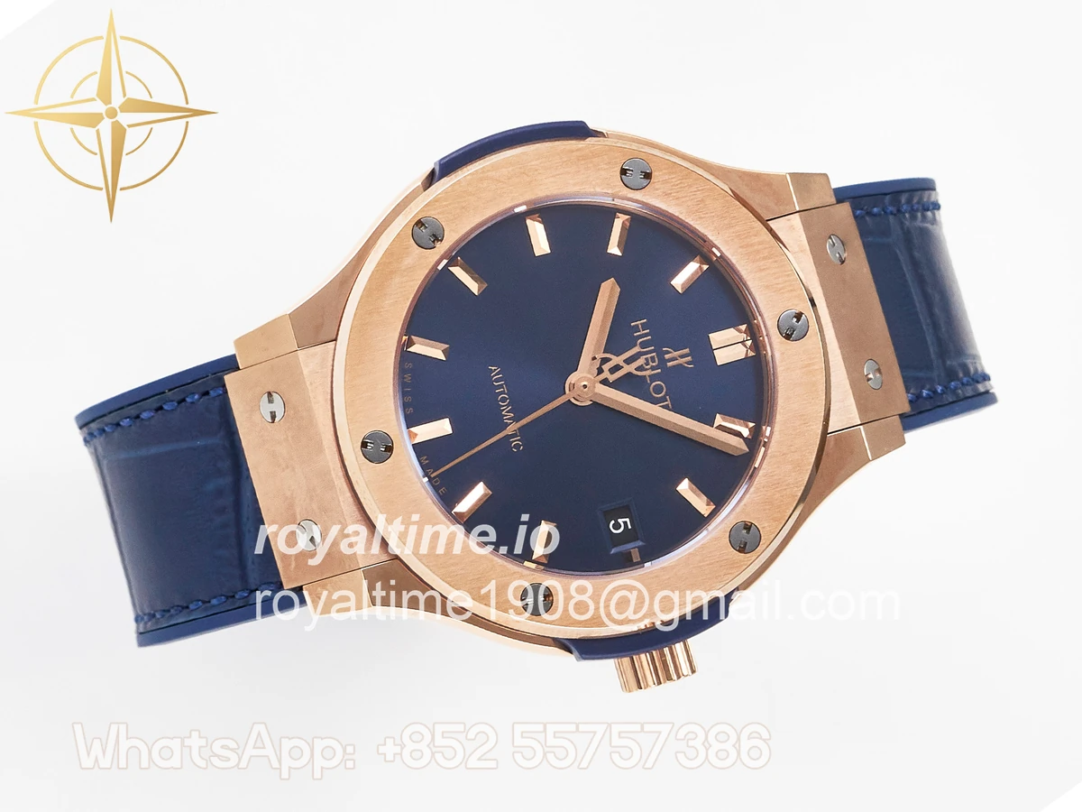 Hublot Classic Fusion 38mm RG JJF Blue Dial on Blue Gummy Leather Strap - Image 8