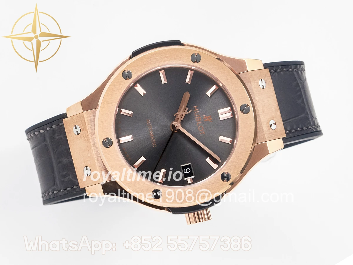 Hublot Classic Fusion 38mm RG JJF Gray Dial on Black Gummy Leather Strap - Image 8