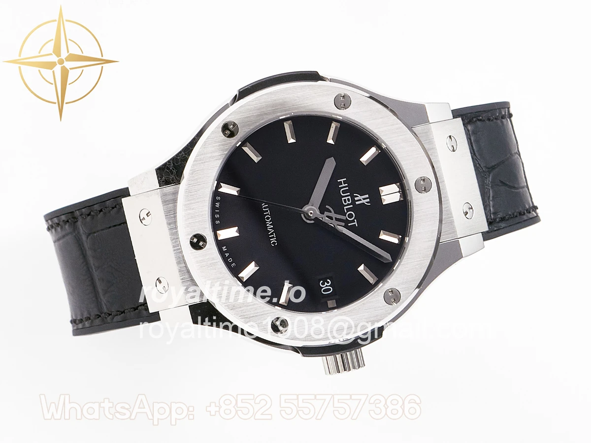 Hublot Classic Fusion 38mm SS JJF Black Dial on Black Gummy Leather Strap - Image 8