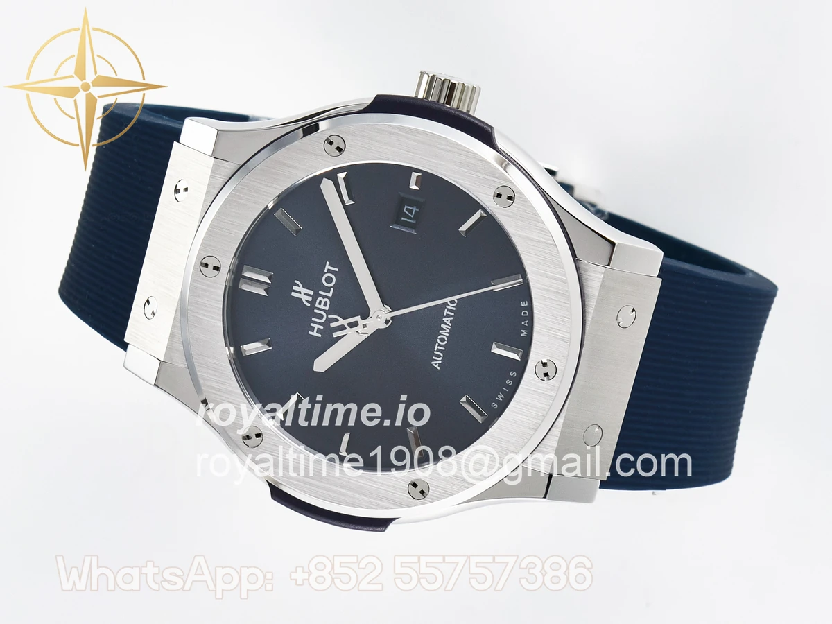 Hublot Classic Fusion Bang 42mm HBF Blue Dial on Blue Rubber Strap A2892 - Image 8