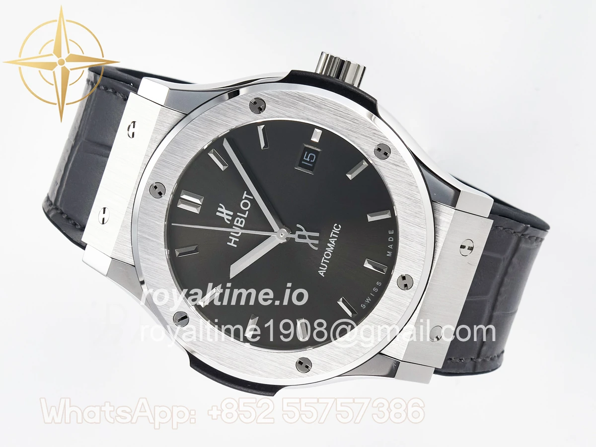 Hublot Classic Fusion Bang 42mm HBF Gray Dial on Gray Leather Strap A2892 - Image 8