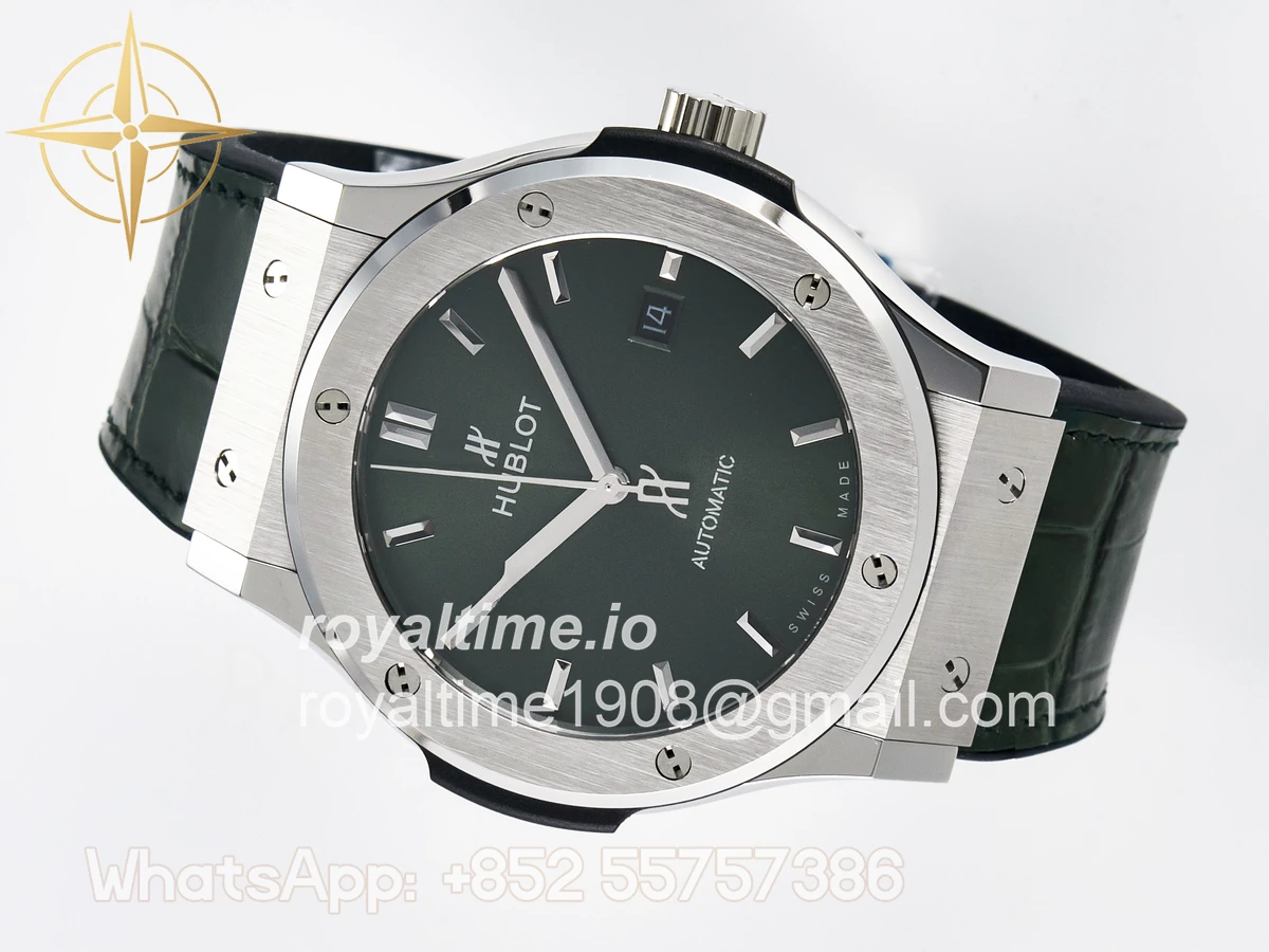 Hublot Classic Fusion Bang 42mm HBF Green Dial on Green Leather Strap A2892 - Image 8
