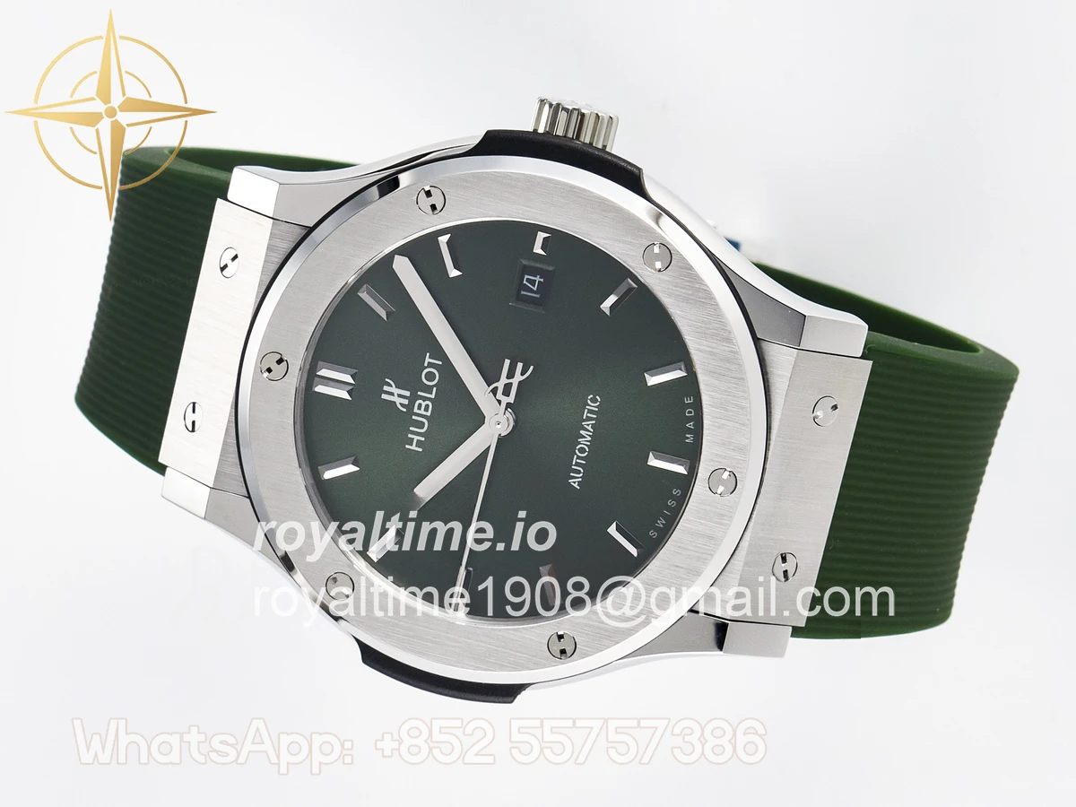 Hublot Classic Fusion Bang 42mm HBF Green Dial on Green Rubber Strap A2892 - Image 8