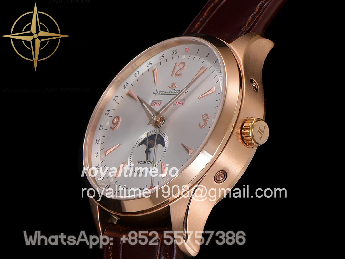Jaeger-LeCoultre Master Calendar Silver Dial in Rose Gold on Brown Leather Strap - Image 8