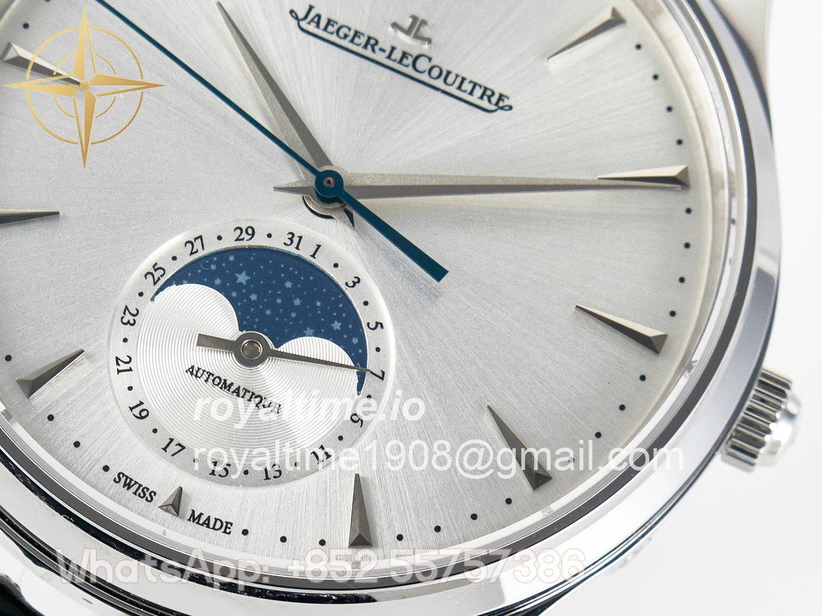 Jaeger-LeCoultre Master Ultra Thin Moon 1368420 SS Z+F White Dial on Black Leather Strap SA925 - Image 8