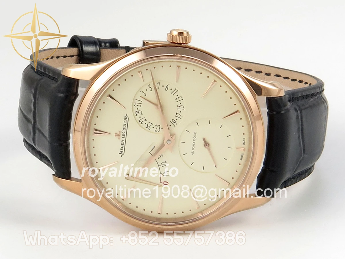 Jaeger-LeCoultre Master Ultra Thin Power Reserve RG APSF Cream Dial on Brown Leather Strap DD938 - Image 8
