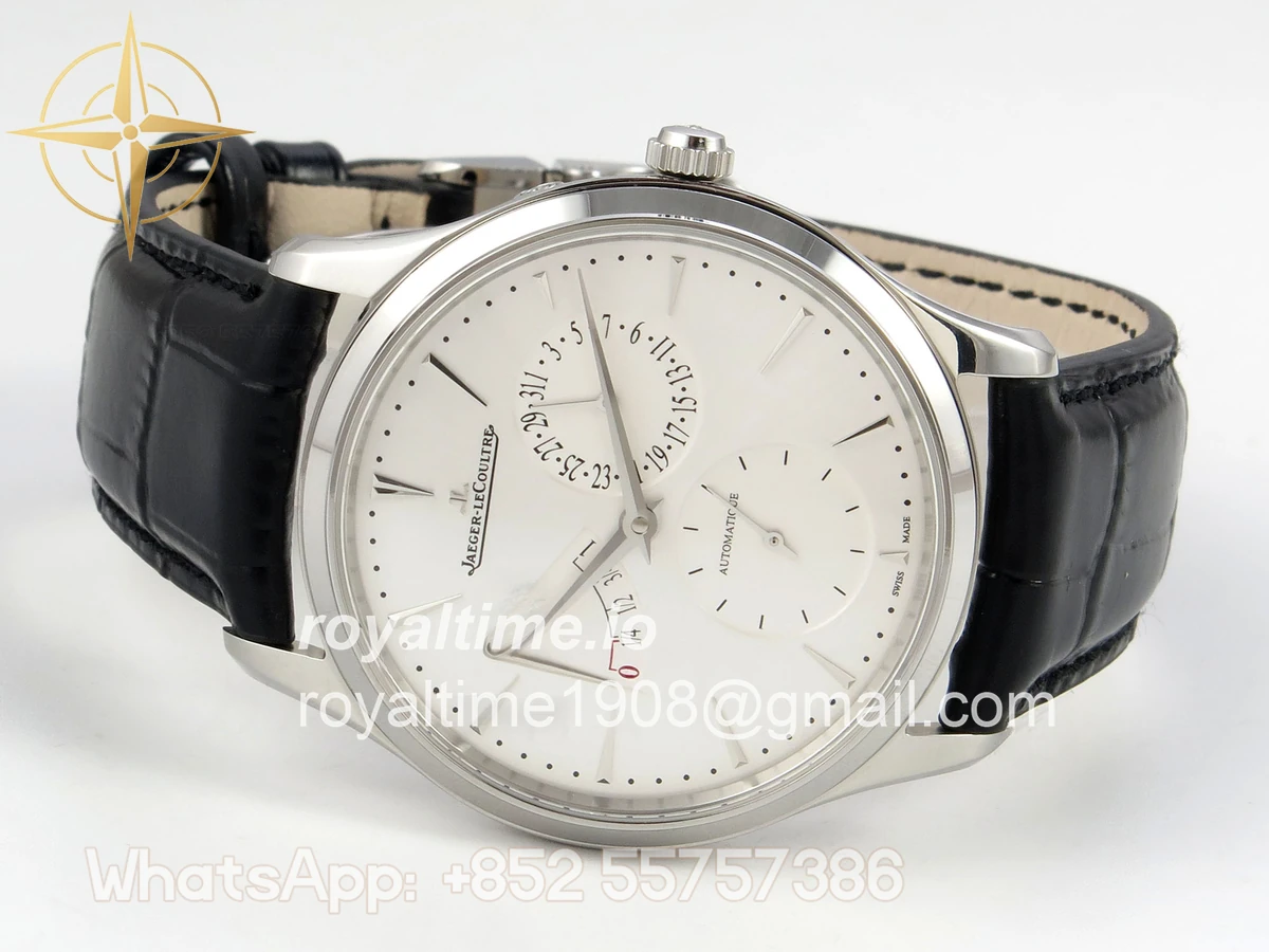 Jaeger-LeCoultre Master Ultra Thin Power Reserve SS APSF Silver Dial on Black Leather Strap DD938 - Image 8