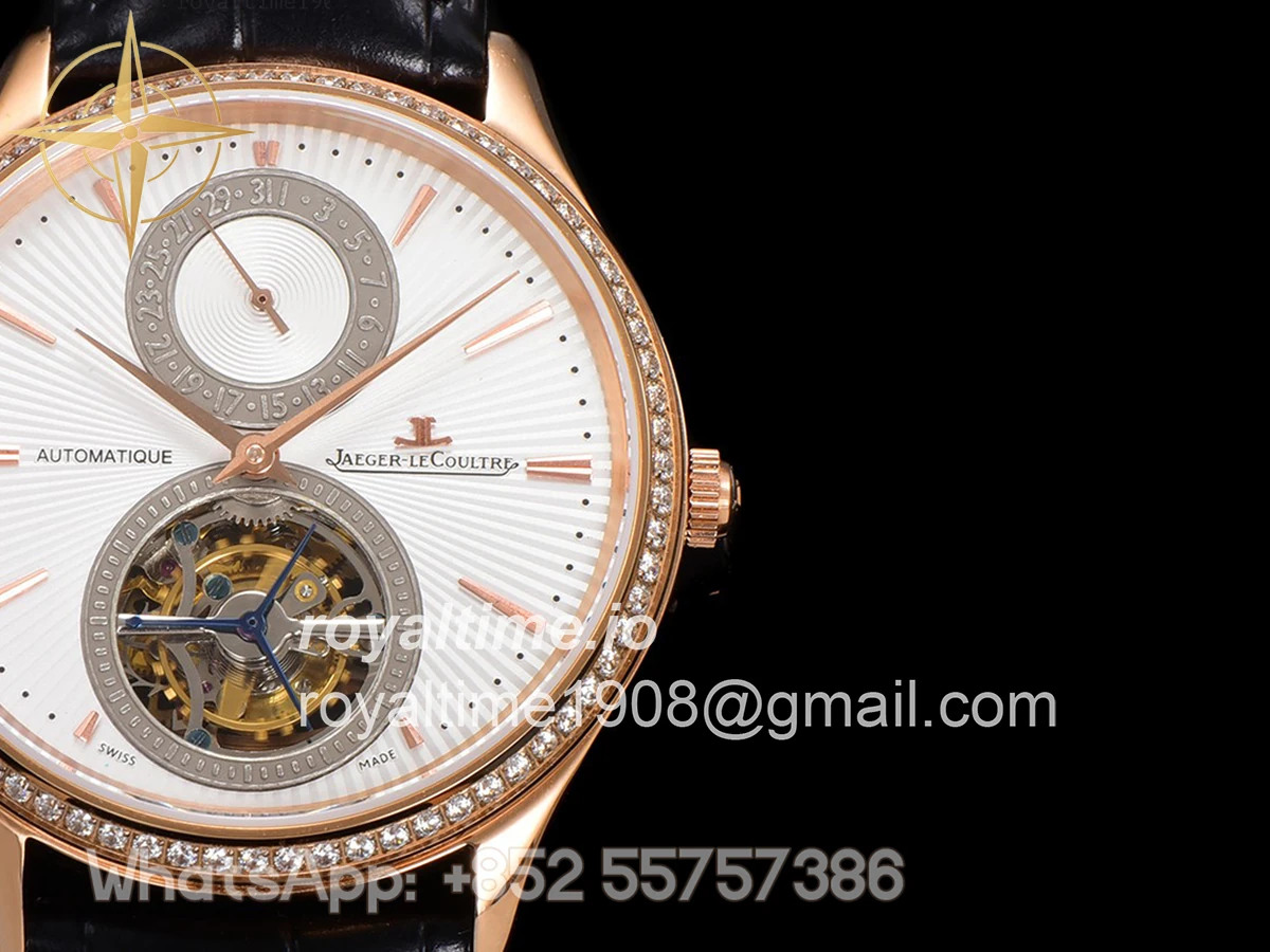 Jaeger-LeCoultre Master Ultra Thin Tourbillon White Dial with Diamond Bezel in Rose Gold - Image 8