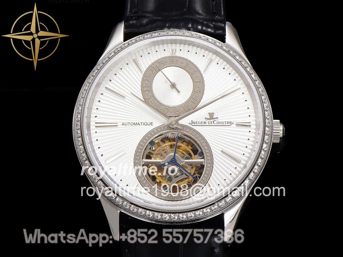 Jaeger-LeCoultre Master Ultra Thin Tourbillon White Dial with Diamond Bezel in White Gold - Image 8