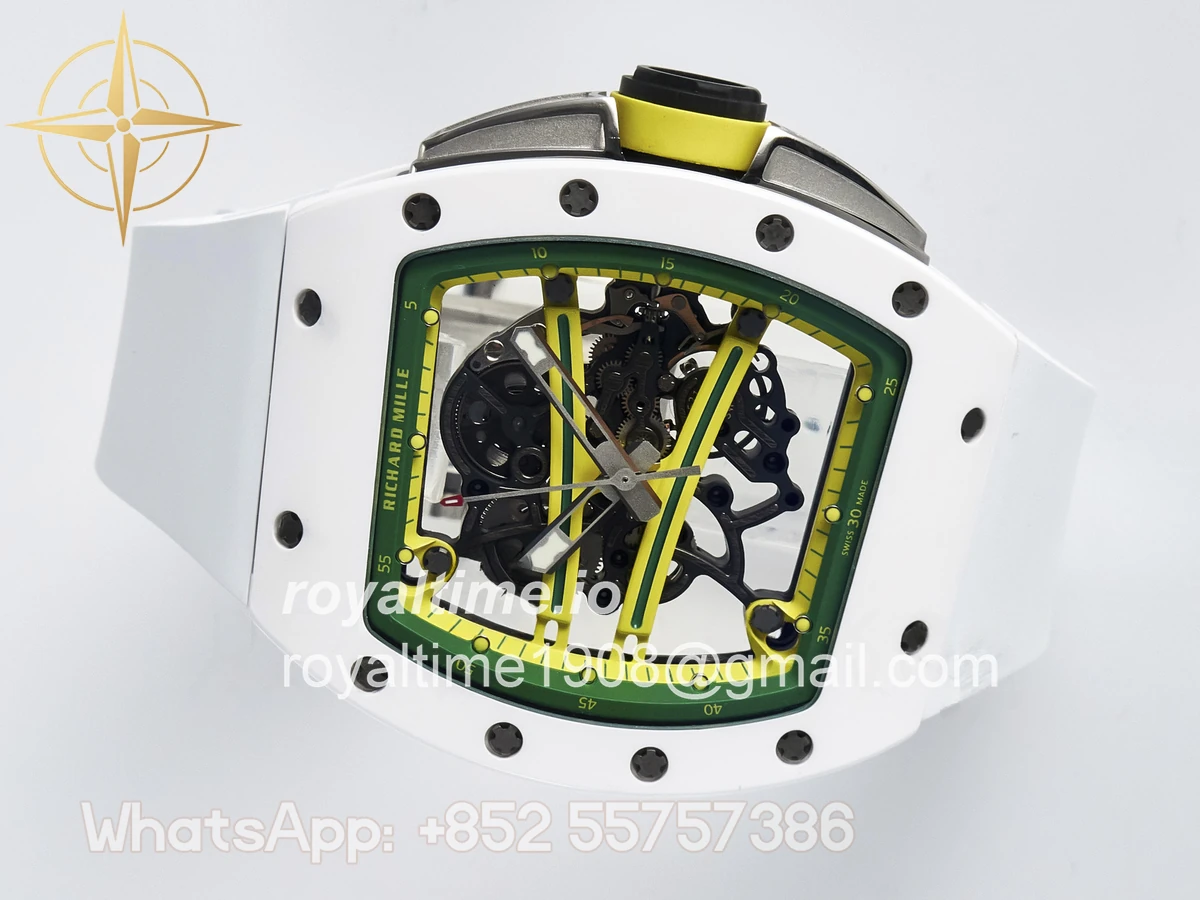 Richard Mille RM061 White Ceramic ZF on White Rubber Strap RMUL2 - Image 8