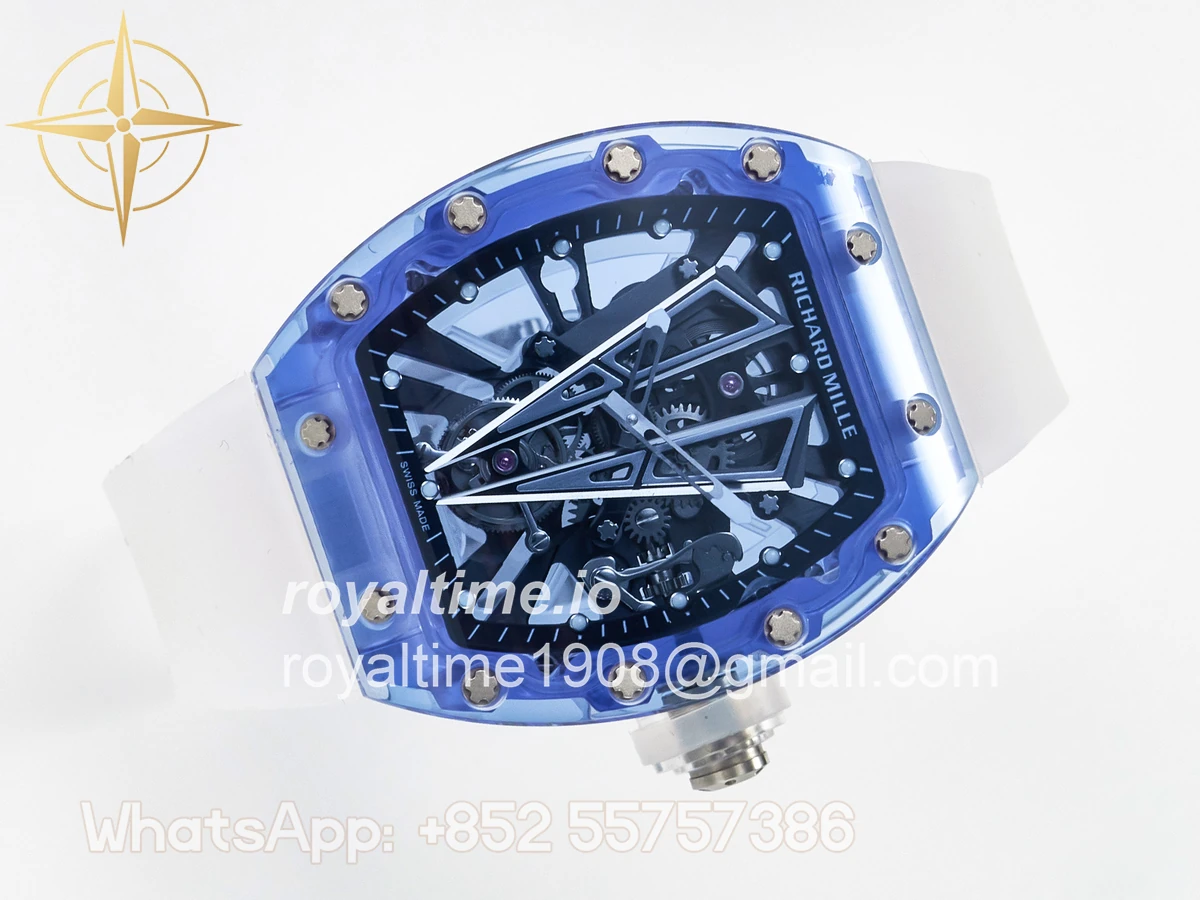 Richard Mille RM27-03 Blue Transparent Tourbillon MSF Skull Dial on White Rubber Strap - Image 8