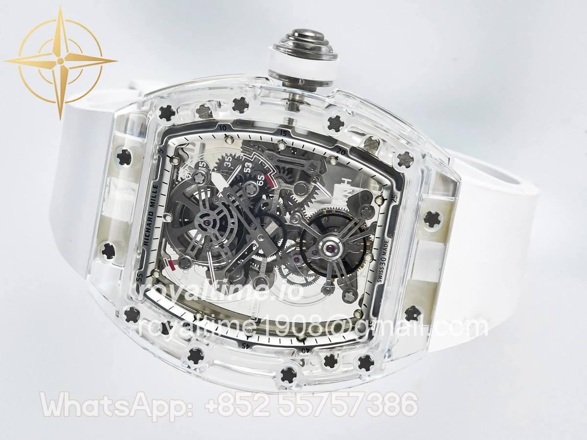 Richard Mille RM56-01 Transparent Tourbillon RMF Skeleton Dial on White Rubber Strap - Image 8