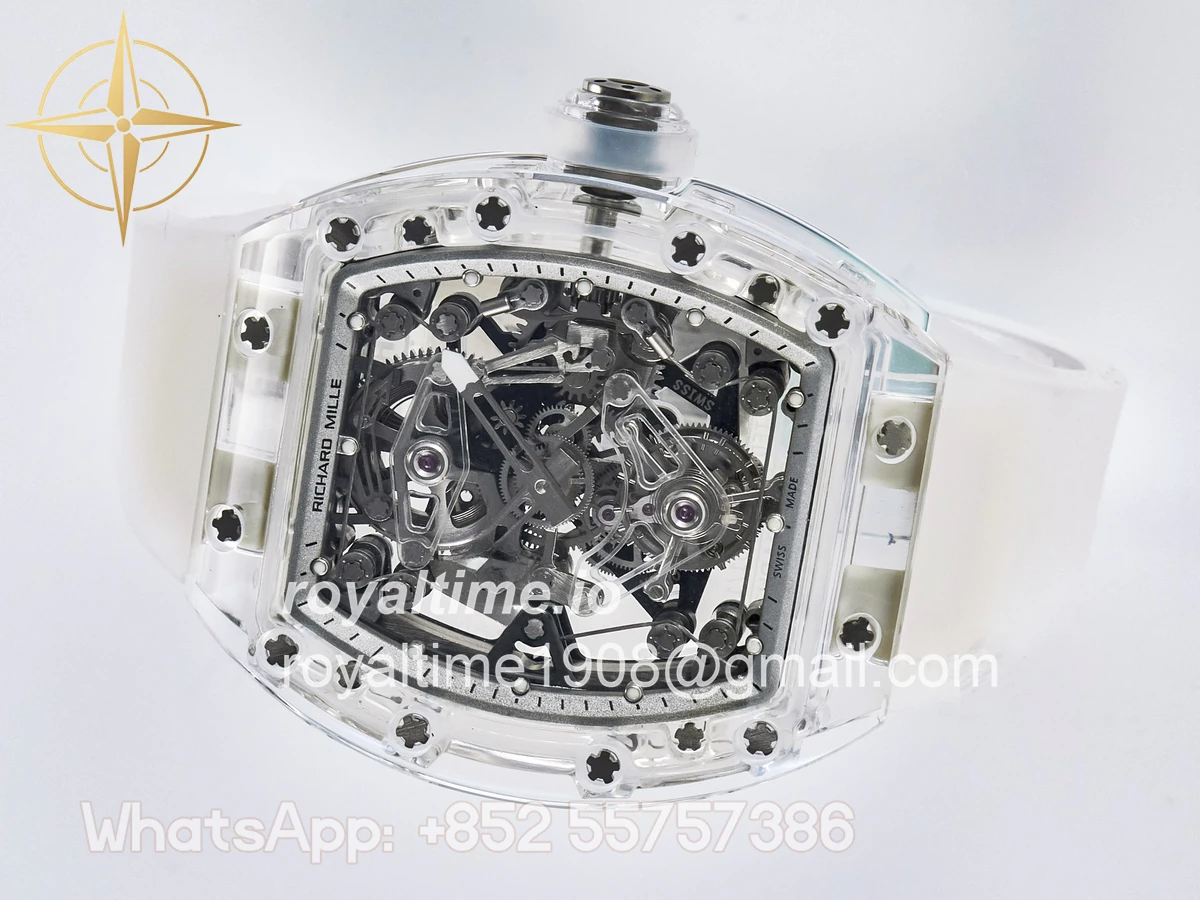 Richard Mille RM56-02 Transparent Tourbillon RMF Skeleton White Dial on Transparent Rubber Strap - Image 8