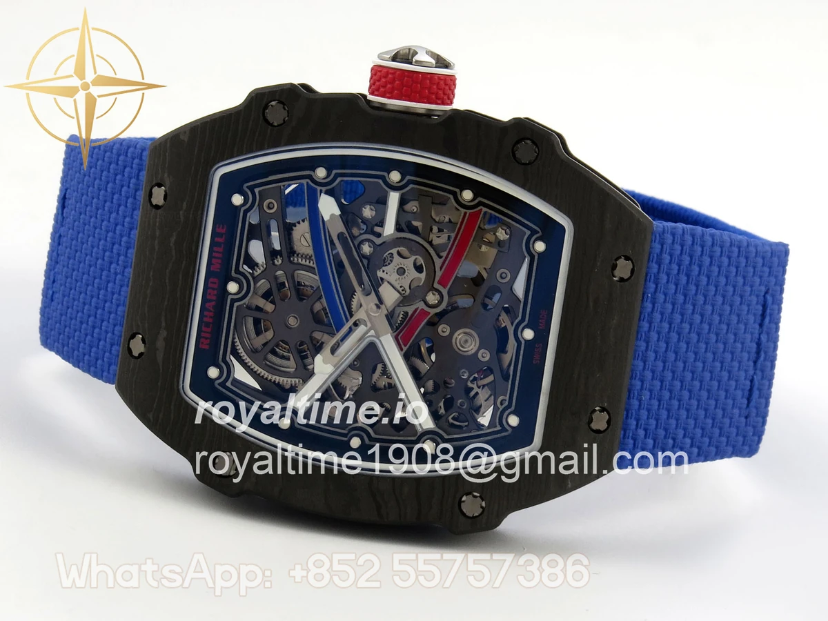 Richard Mille Umi Maker's RM67-02 Black NTPT France Blue/Red/White Skeleton Dial on Nylon strap CRMA7 V2 - Image 8