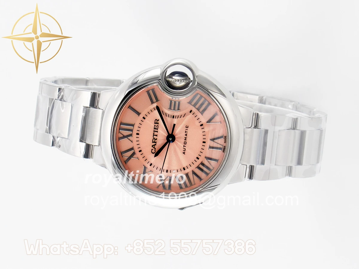 Cartier Ballon Bleu 33mm SS AF Pink Dial on SS Bracelet SEIKO NH05A - Image 8