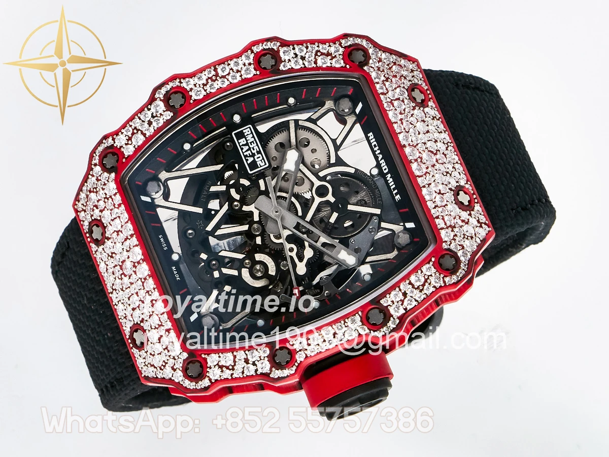 Richard Mille Custom RM035-02 Red NTPT PPMF Red Crown on Nylon Strap Custom Vaucher Movement - Image 8