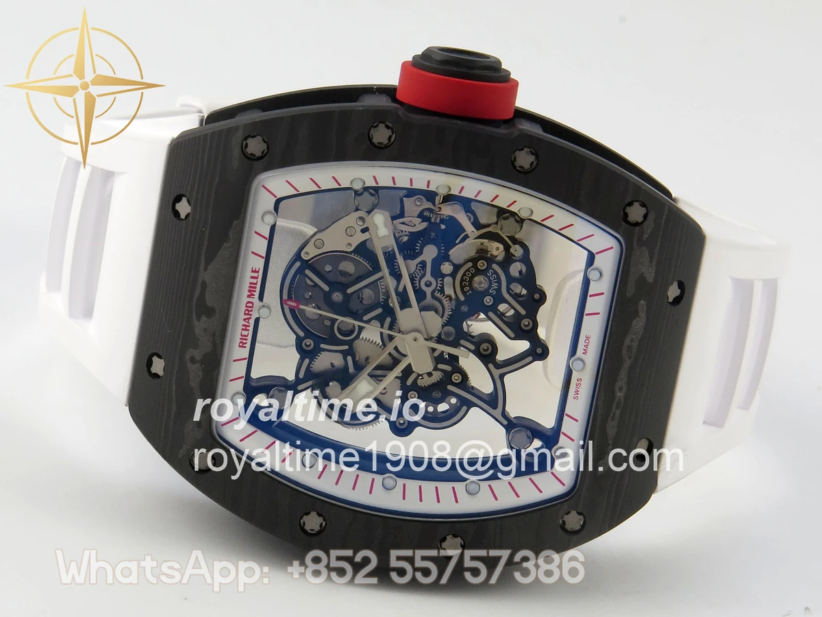 Richard Mille Custom RM055 Black Ceramic ZGF White Inner Bezel on White Rubber Strap Vaucher Manufacture Fleurier Movement (Free Sprung) - Image 8