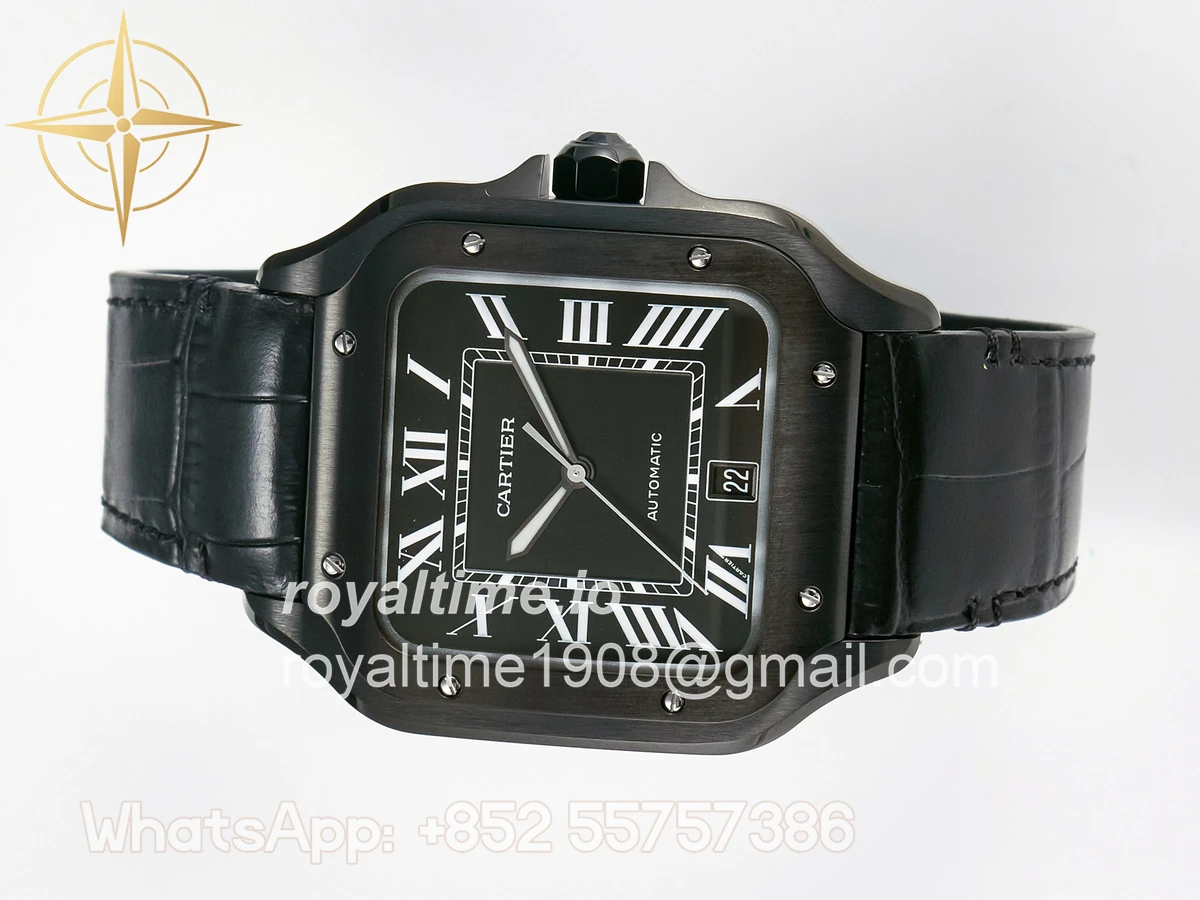 Cartier Santos de Cartier 40mm 2018 BVF Black Dial on Black Leather Strap MIYOTA 9015 - Image 8