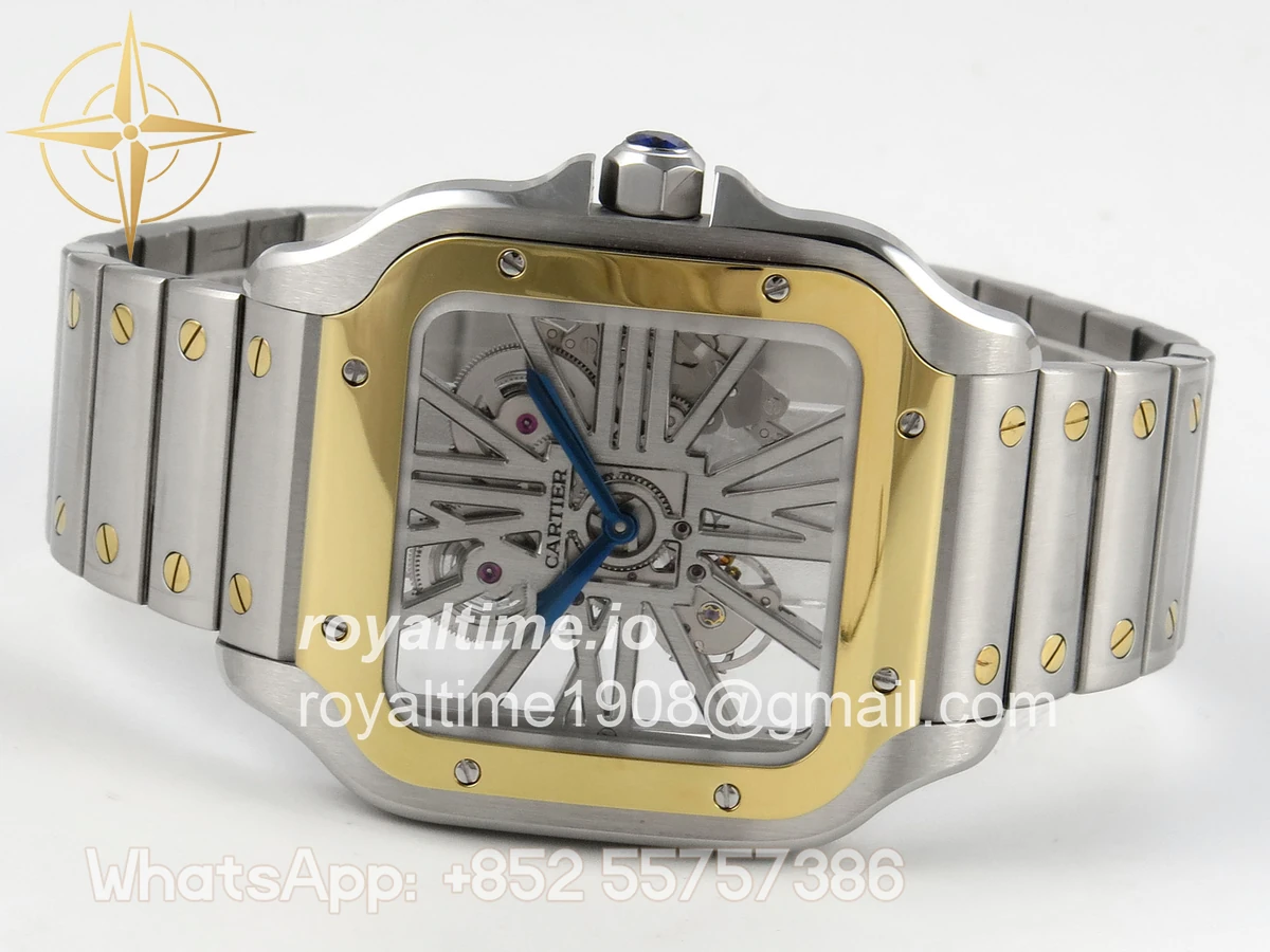 Cartier Santos de Cartier Skeleton SS MLF Skeleton Green Dial on SS SmartLink Bracelet 9611MC - Image 8